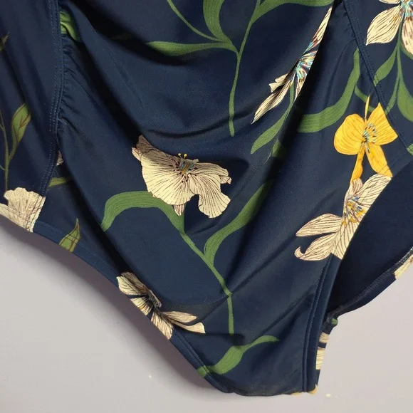 Shade & Shore‎ Dark Blue Floral Swimwear Size 18 - Picture 6 of 8